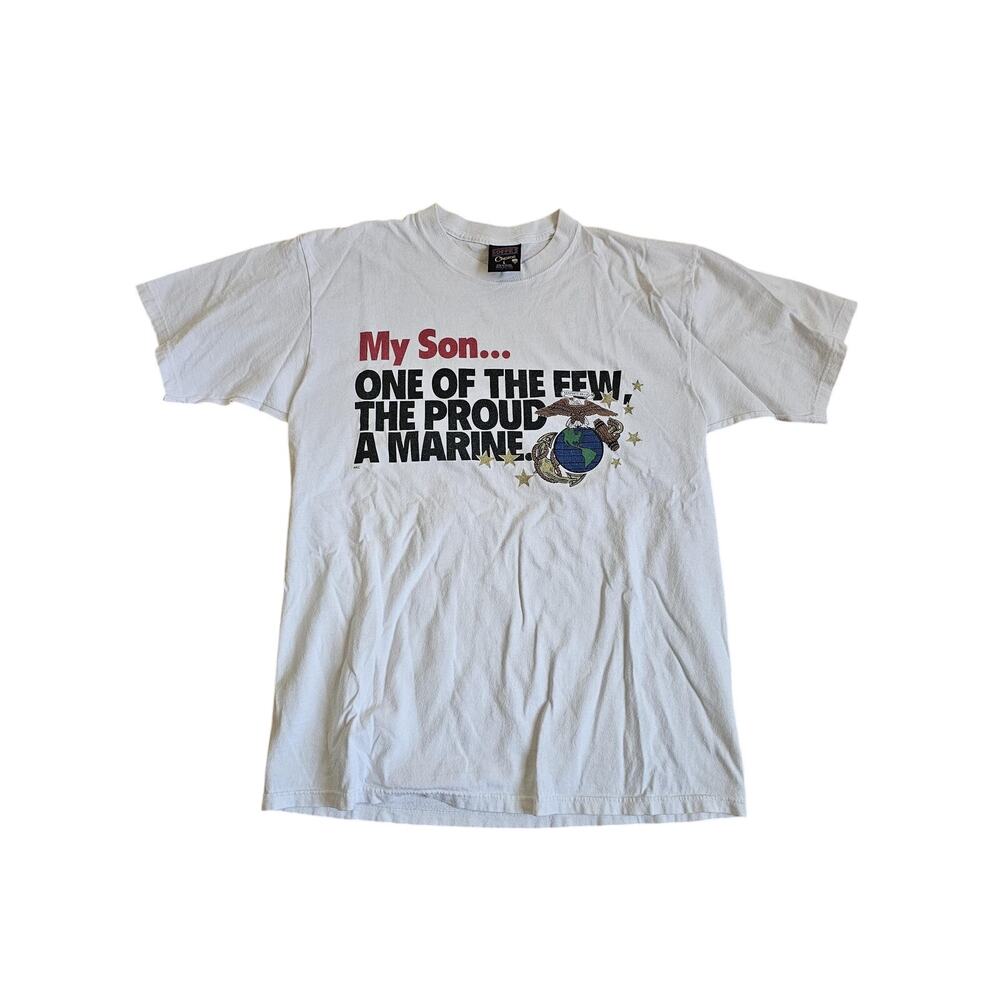 90s My Son One Of The Few The Proud A Marines USMC White T-shirt Sz L